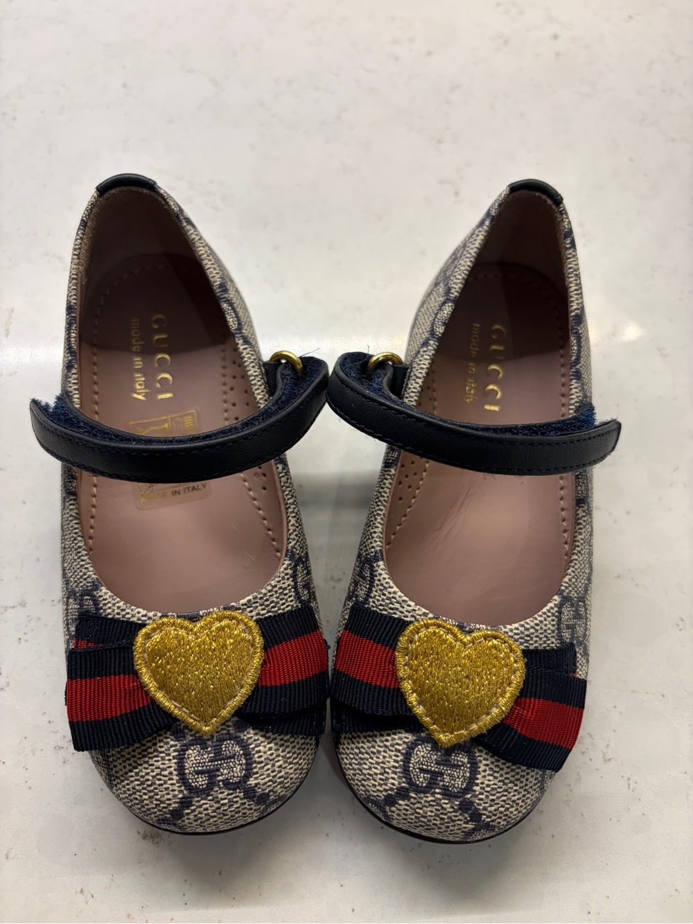 Gucci GG Canvas Toddler Mary Jane Flats